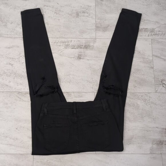 3/$20 Fashion Nova Ripped Knee Skinny Jeans High Waist Black Distressed Denim - Picture 13 of 16